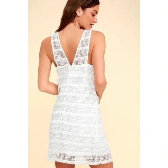 Ali & Jay • Cocktails at Craigs White Fringe Dress - Picture 4 of 12